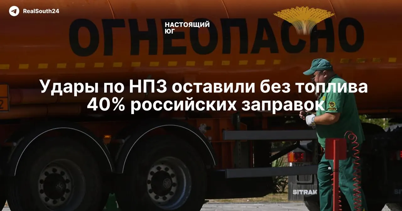 Из‑за ударов дронов в 2026 году остановлены 11 НПЗ, рынок потерял около 35% перерабатывающих мощностей: независимые АЗС остались без стабильных поставок, оптовые цены на бензин резко выросли.