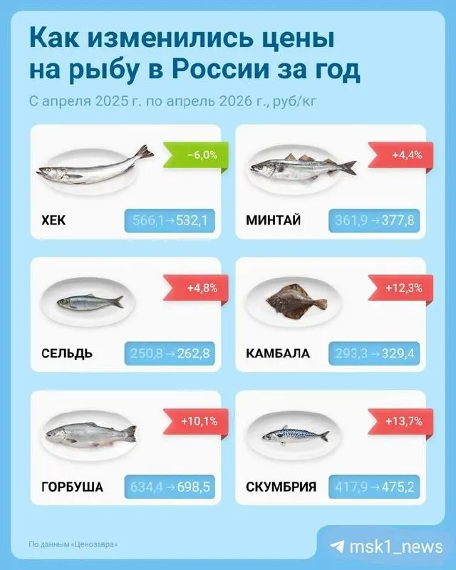 Кальмары подорожали более чем на 5% за квартал, растут цены на лососевые. В столичных супермаркетах покупатели всё чаще проходят мимо рыбных прилавков.