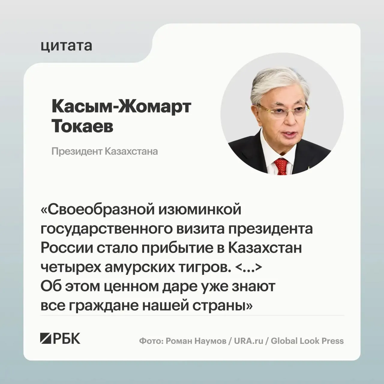 Казахстан обратился к России с просьбой помочь в возрождении амурских тигров на своей территории; в ответ Москве передали семейство животных, показанное на презентации для лидеров стран.
