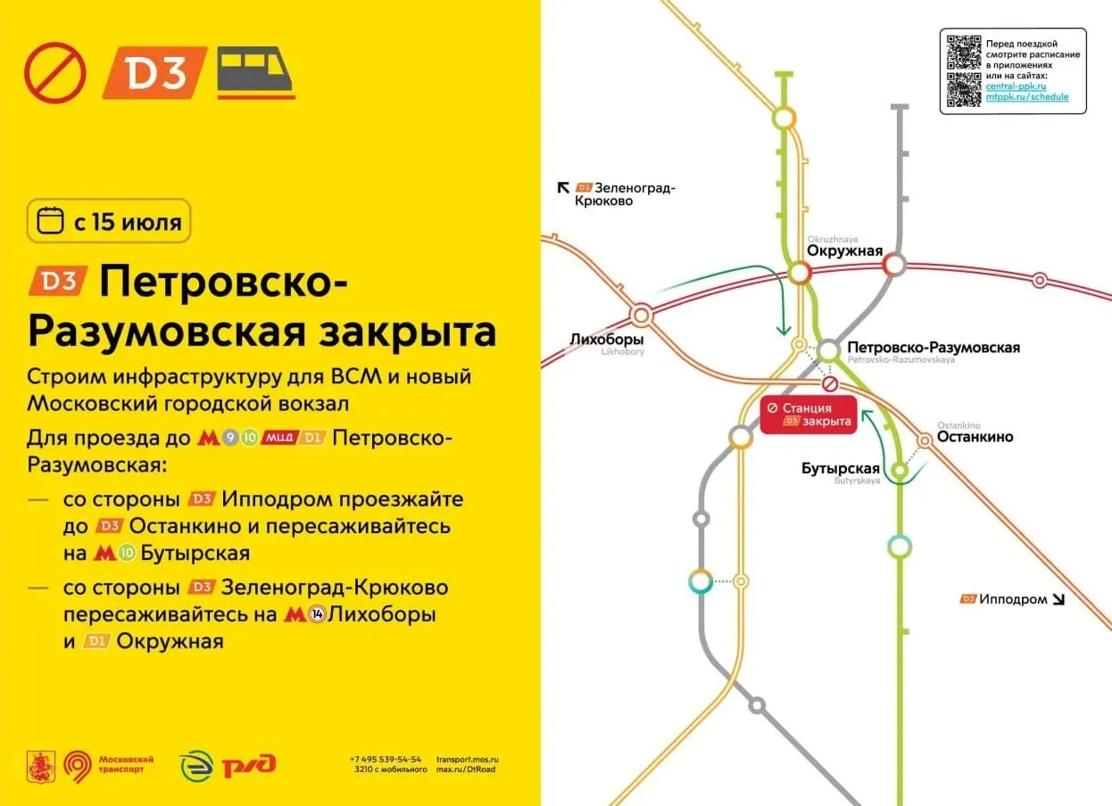 На участке начинаются работы по строительству ВСМ: пути и пассажирская инфраструктура будут перенесены и демонтированы. Для поездов D3 организуют временную платформу, D1 не затронут.