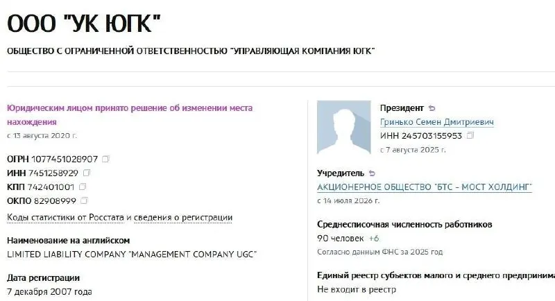 АО «БТС‑Мост Холдинг» во главе с Русланом Байсаровым приобрело управление холдингом — активы ранее были национализированы и переданы в госсобственность 15 июля 2025 года.