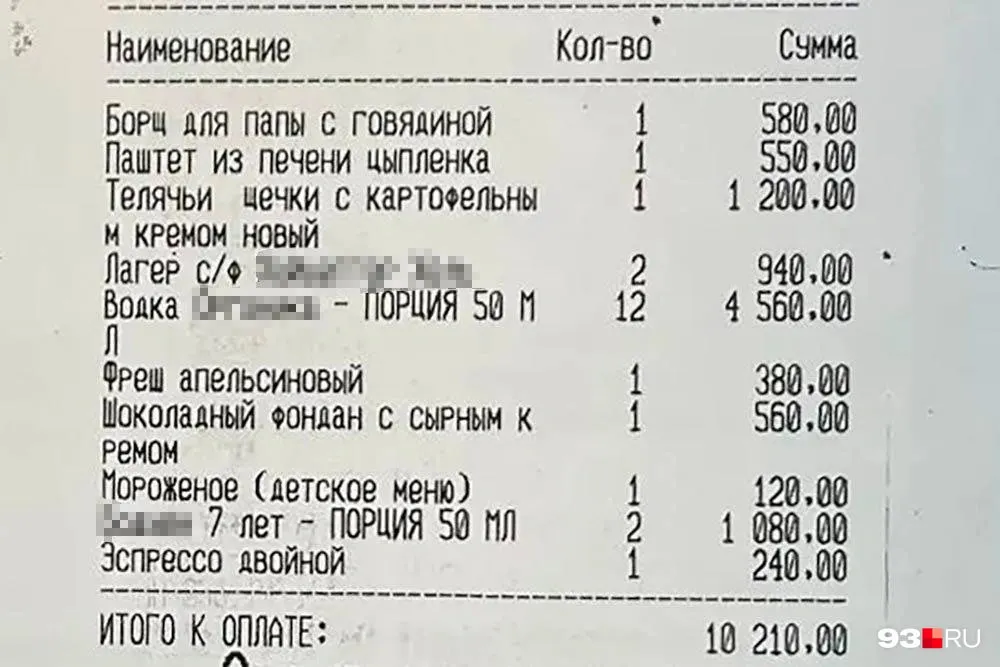 В Анапе турист из Московской области отказался оплатить счёт за посещение кафе на сумму 10 210 рублей; для разбирательства прибыла Росгвардия, позже мужчину передали полиции.