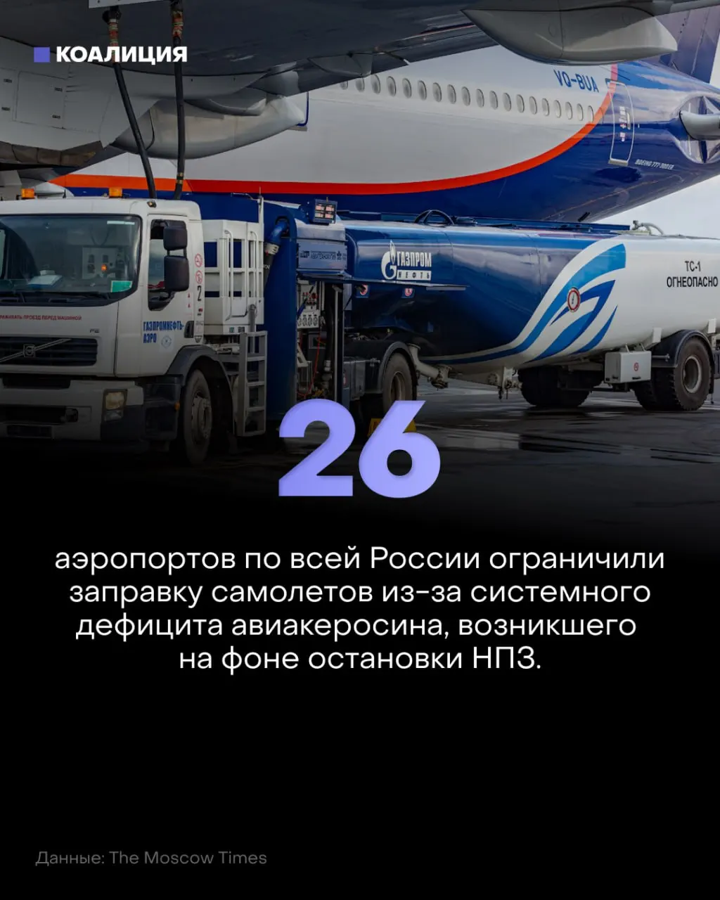Из-за ограничений на поставки керосина самолёты в 26 аэропортах страны столкнулись с сокращением запасов топлива и ростом цен.