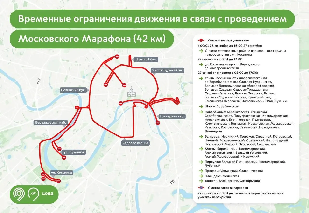 Выходные в столице будут осложнены перекрытиями из-за Московского марафона и возможны временные изменения в работе станций метро и МЦК.