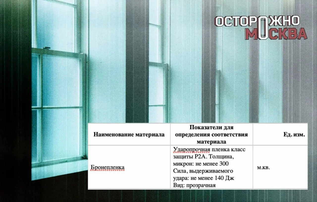 Заказчики из Москвы и Подмосковья массово заказывают защитную пленку для окон, чтобы снизить риск разбивания стекол при взрывах; стоимость проектов достигает миллионов рублей.