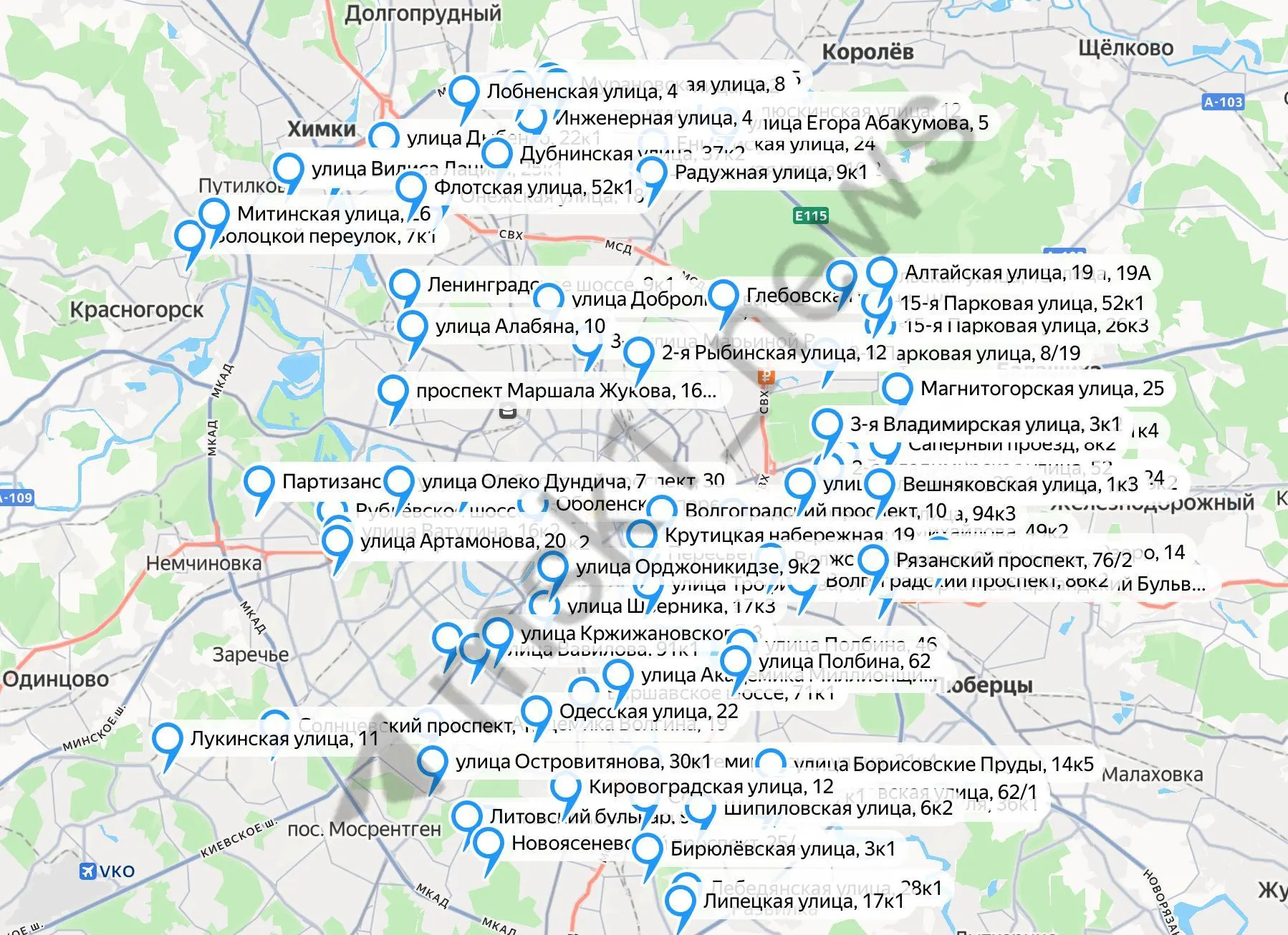 На карте отмечены районы Москвы, где тепло ещё не подано, несмотря на старт отопительного сезона.